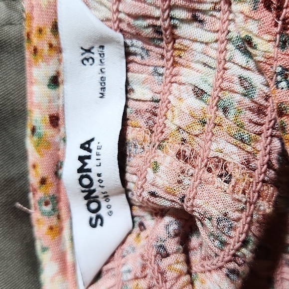 Blouse Retro Floral Long sleeves V-neckline Pink Size 3X SONOMA - Picture 12 of 14